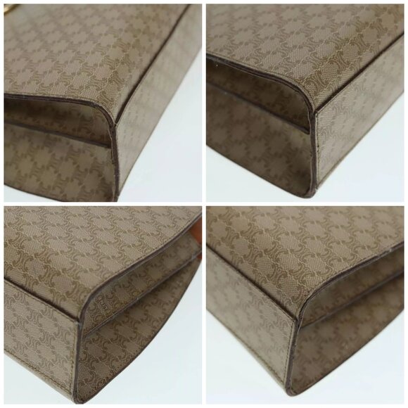 CELINE Macadam Canvas Hand Bag Beige Gold Auth 90219 - Picture 14 of 16